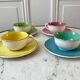 Set of 4 cups Digoin Sarreguemines pastel years 50-60