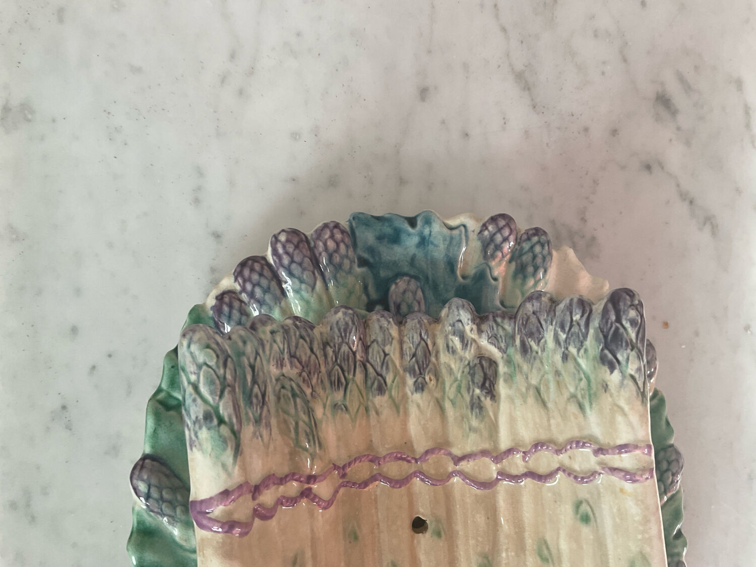 Antique majolica asparagus dish