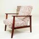 Fauteuil Vintage Design Corak Tissu Jacquard Rose Design MCM
