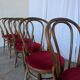 Set of 6 Vintage Bentwood Dining Chairs Set: 1970s , Red Uphols