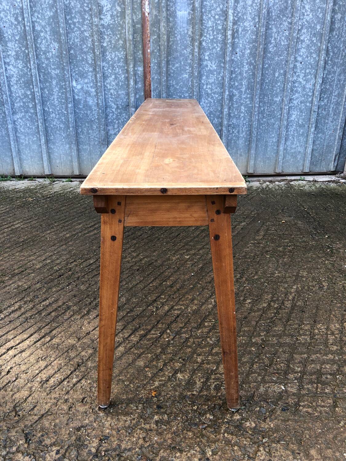 Table console vintage en hêtre massif