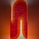 Orange opaline serpentine table lamp and vintage fabric