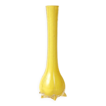 Vintage Soliflore in Lemon Yellow Opaline - Tulip Shape with Claw Feet -