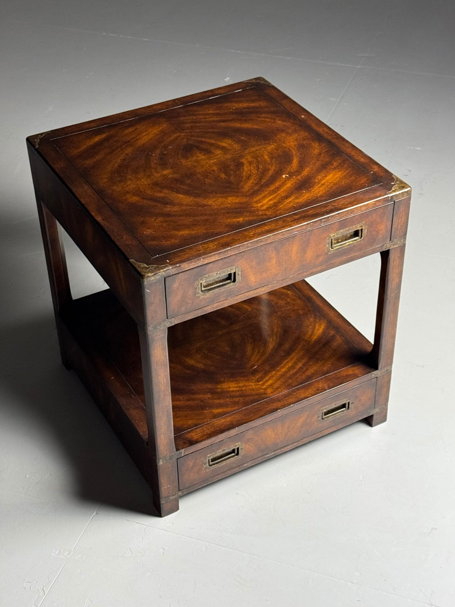 Campaign style mahogany coffee table
