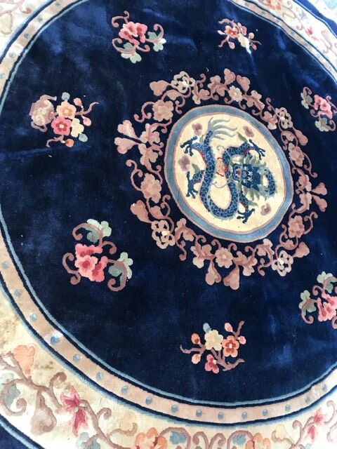 Tapis chinois rond noué main 190 cm de  diamètre