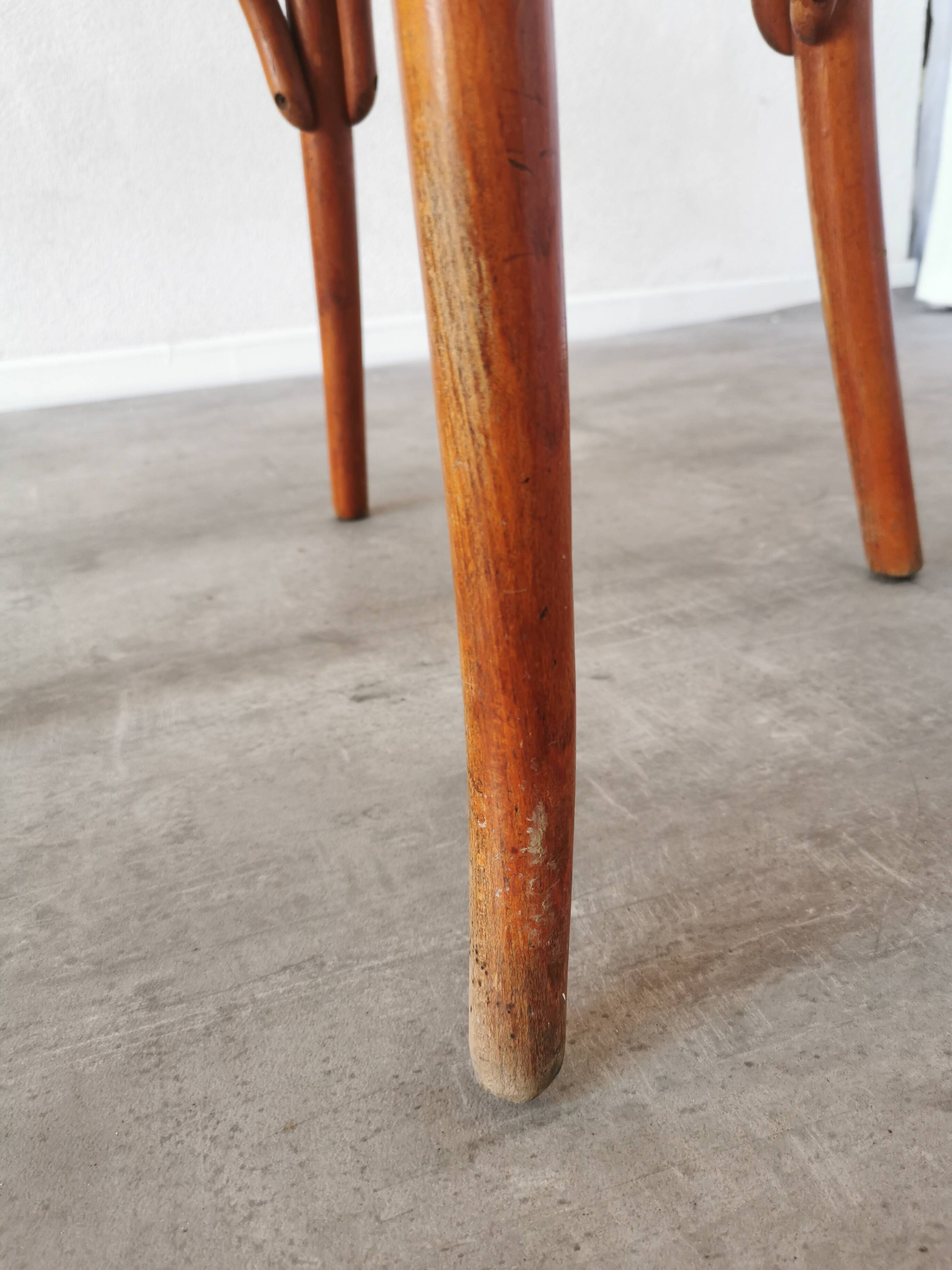 Vintage Bentwood Armchair: 1970s Red Faux Leather Irish Pub Chair