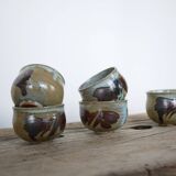 Series of 5 vintage stoneware cups