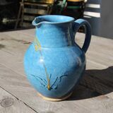 Blue ceramic pitcher