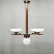 Czech Art Deco Walnut, Chrome and Opaline Glass Chandelier, 1930s