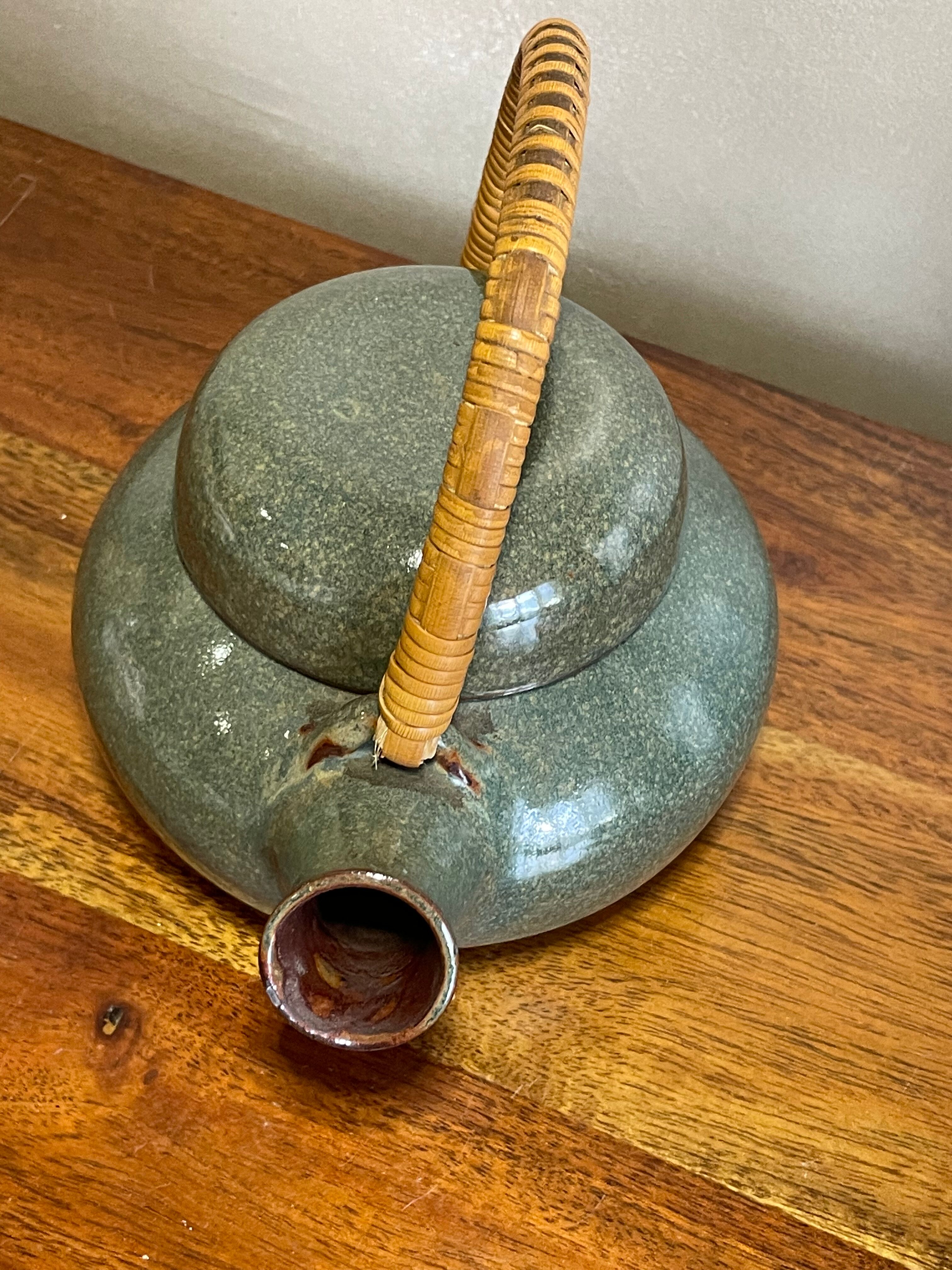 Glazed stoneware teapot