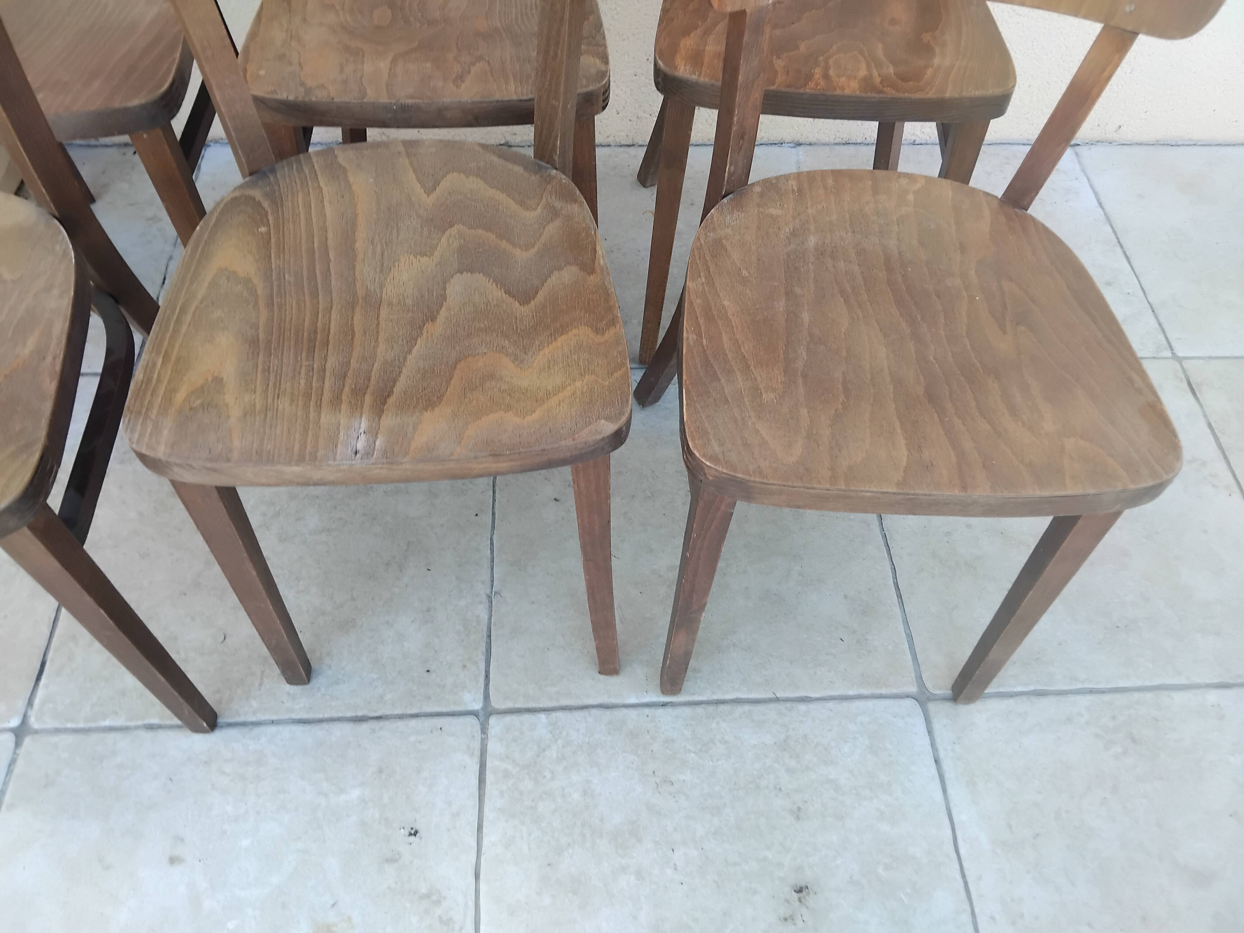 6 chaises bistrot thonet czechoslovakia vintage année 50