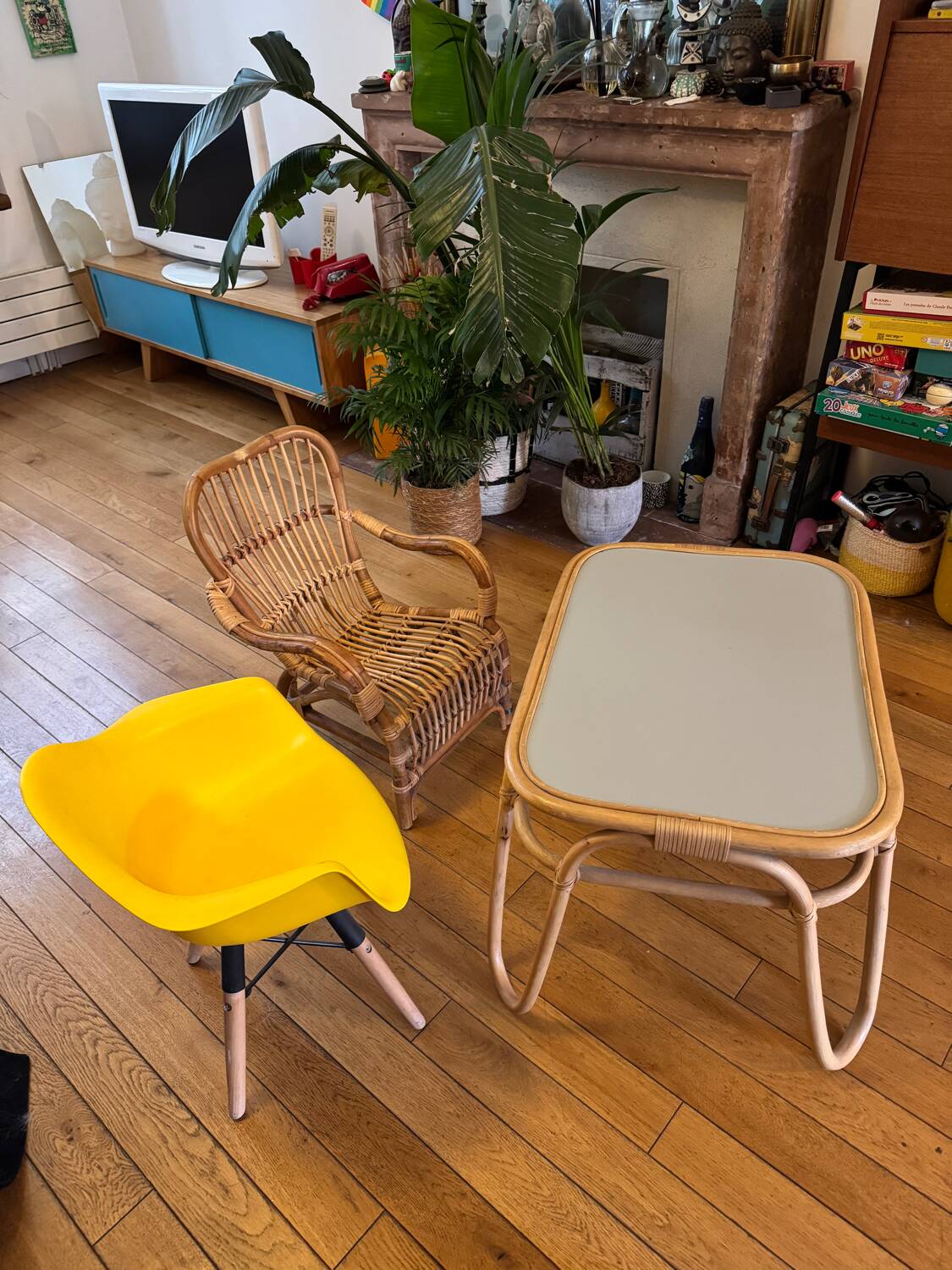 Small Scandinavian children's desk and matching armchairs
