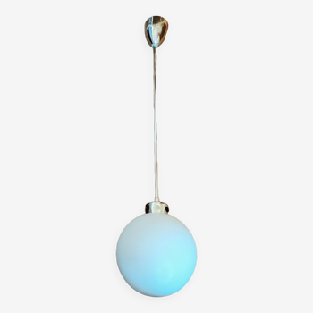 Minimalist opaline and chrome steel pendant light