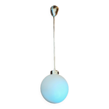 Minimalist opaline and chrome steel pendant light