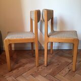 Lot of 4 chairs in beech and beige tweed fabric 60