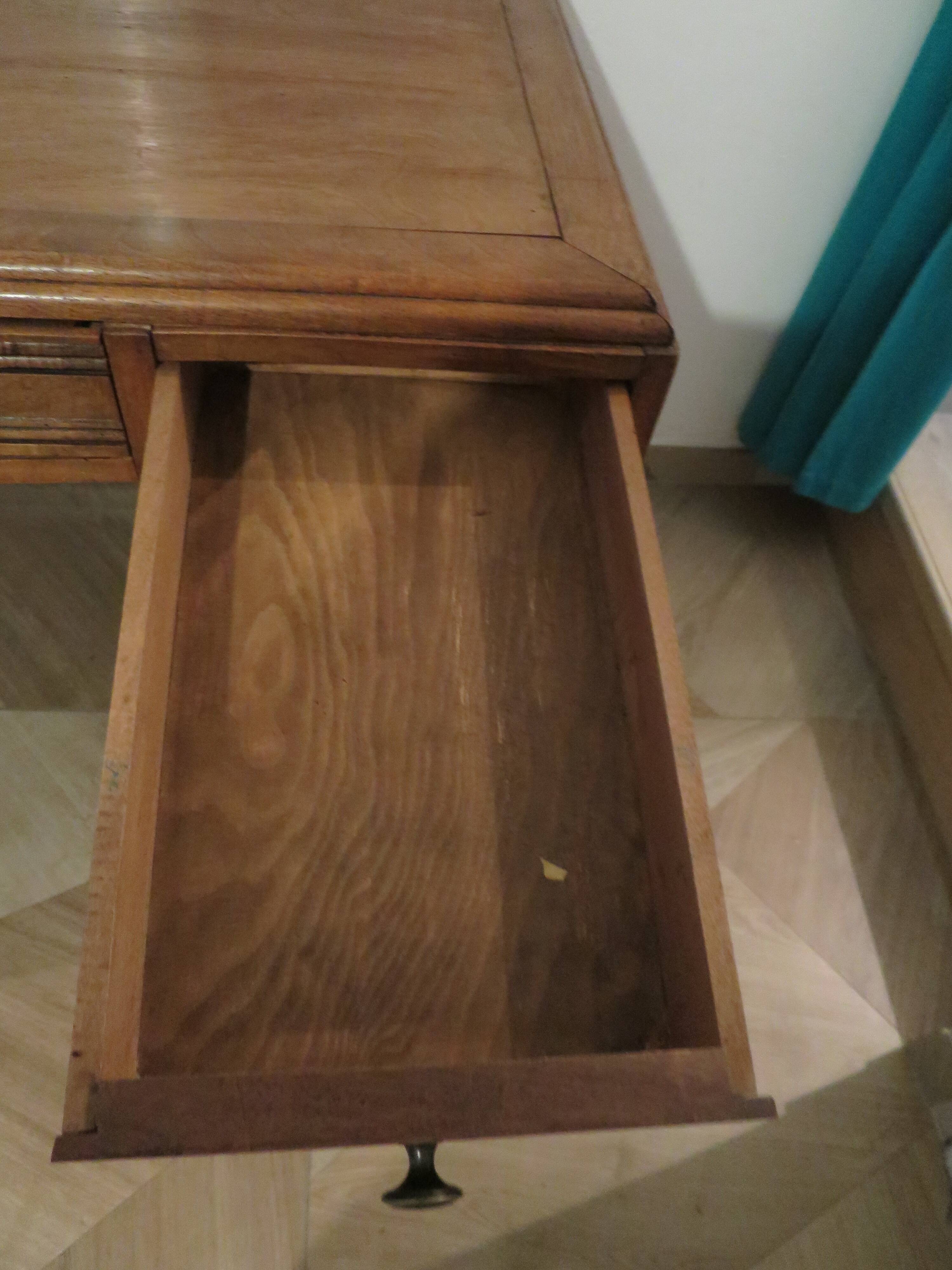 Vintage Art Deco schoolmaster's desk - double-sided - solid wood - 1940s/50s