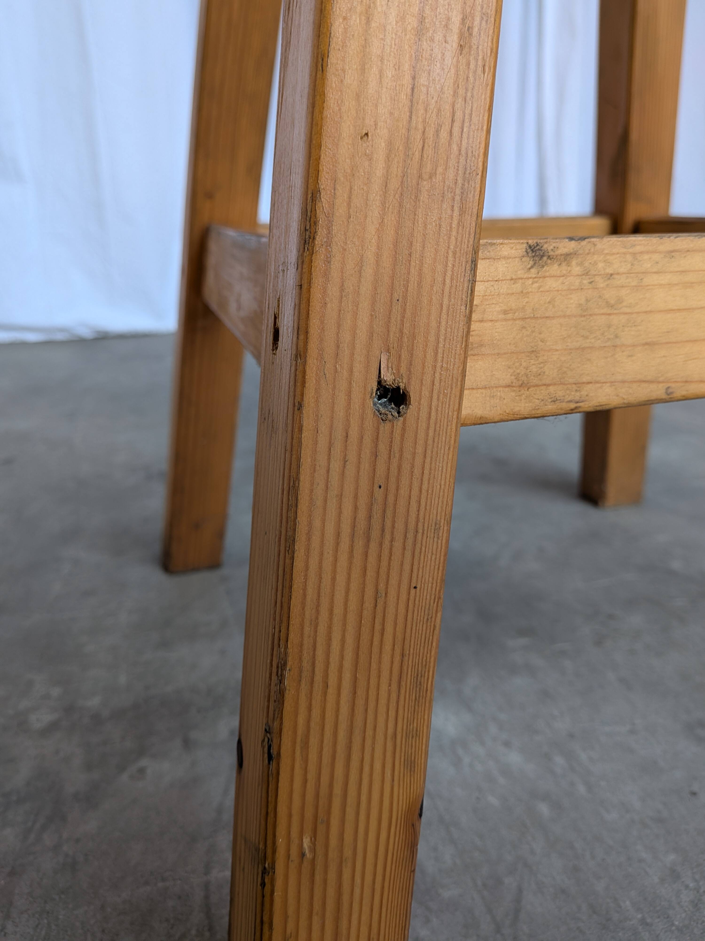 Vintage Wooden Bar Stool: Black Leather Seat, Mid-Century Bistro Style