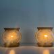 Pair of bronze and glass wall lights from the mid-century, 1960, Italy.