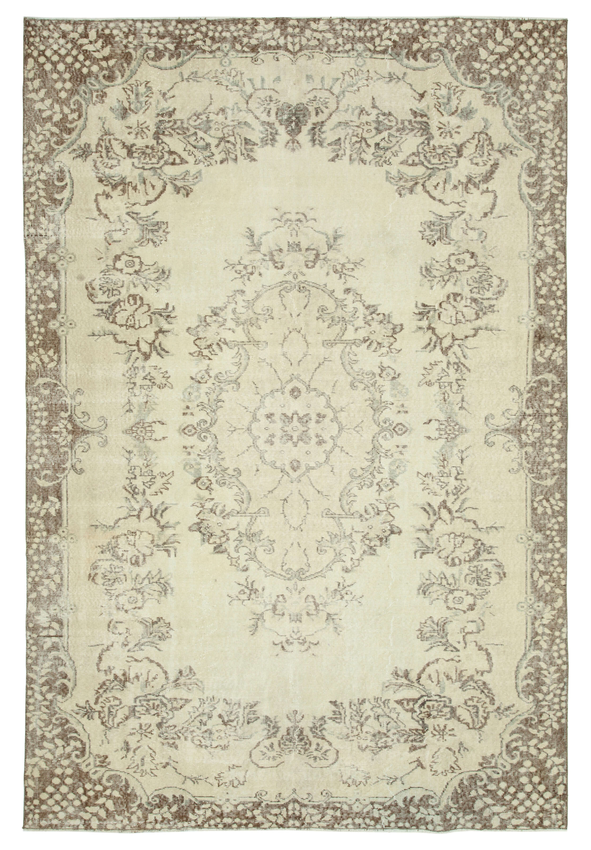 Handwoven antique beige rug 208 cm x 302 cm