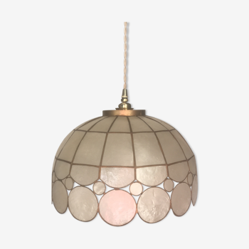 Suspension in mother-of-pearl and vintage brass 1960 / 70