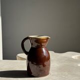 Large brown glazed stoneware jug Grès du Berry Made in France H19