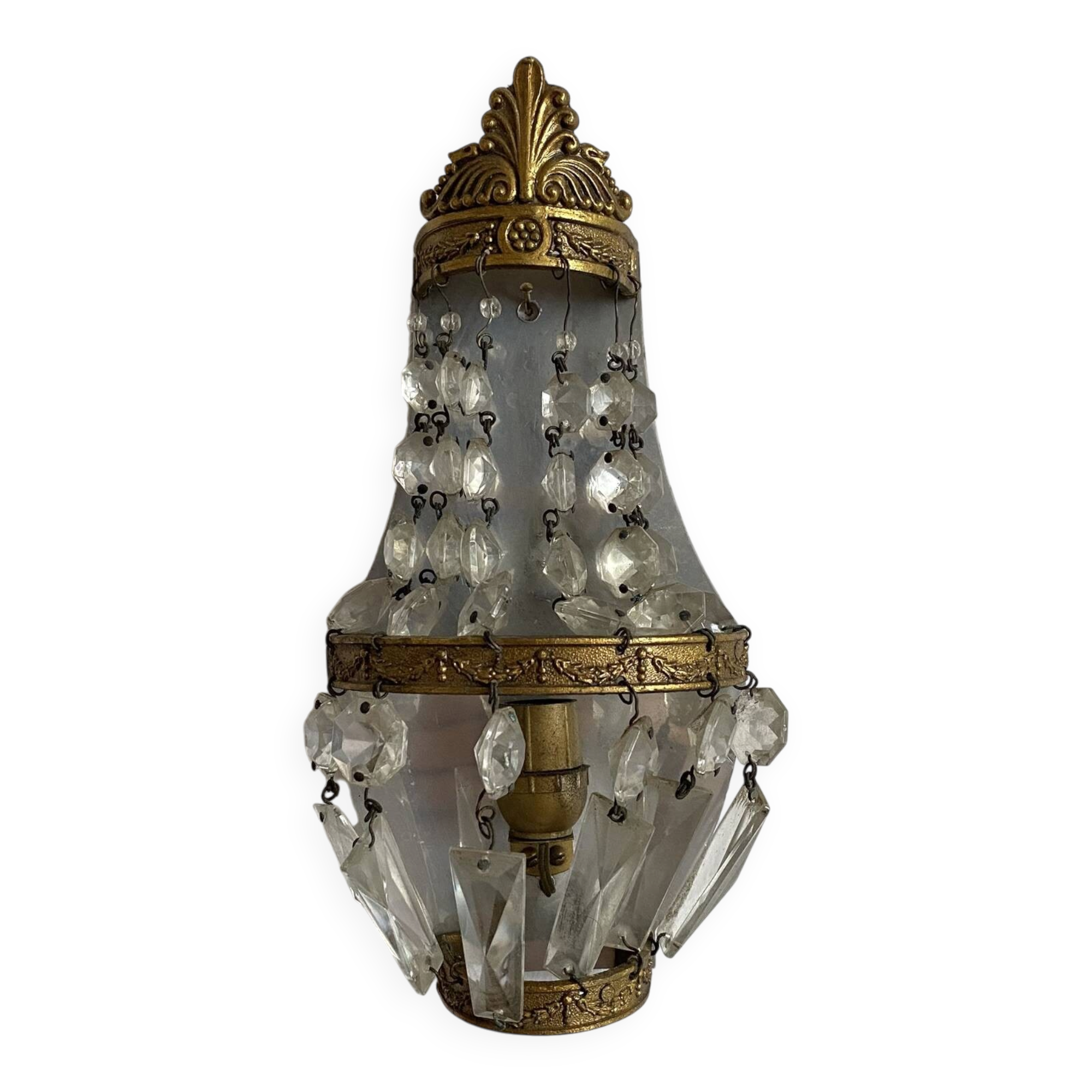 Wall light with pendants and brass hot air balloon