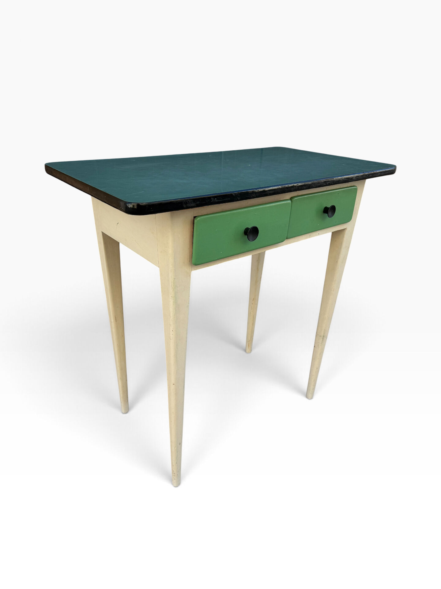 Table d’appoint Formica bleu des années 50 France