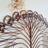 Antique peacock rattan headboard
