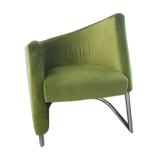 Erling Revheim, Armchair model "Spiral" in chrome tubular metal and green fabric