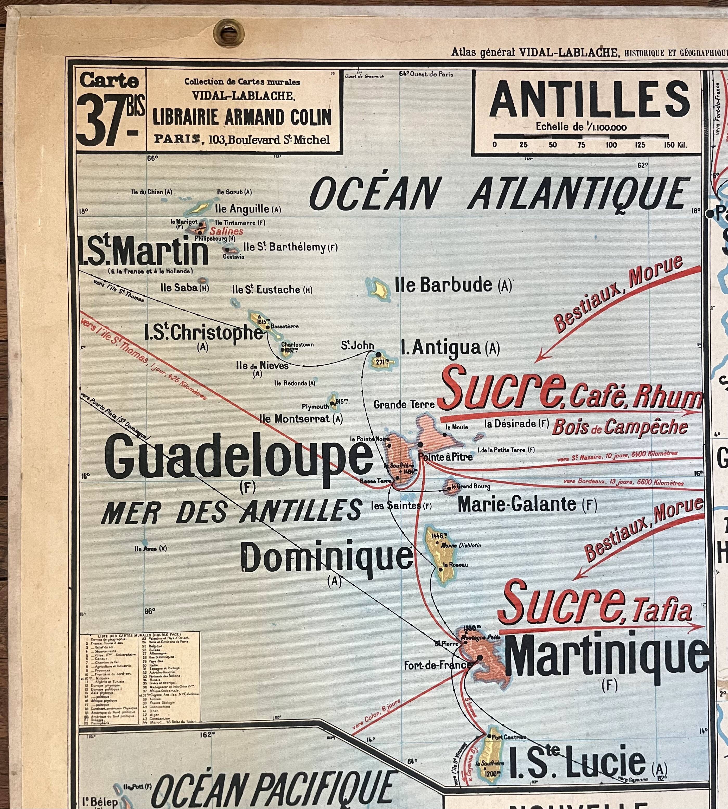 Old school map Vidal-Lablache 37, T36, 1930 West Africa