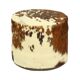 Round Vintage Pouf Cowhide Leather Sixties 47cm