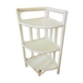 White rattan corner shelf