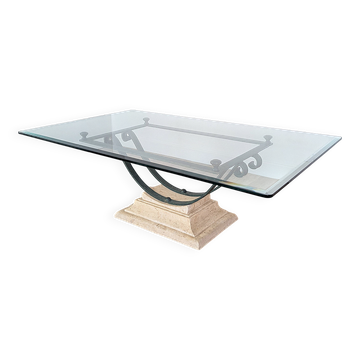 Table basse en fer forgé et verre