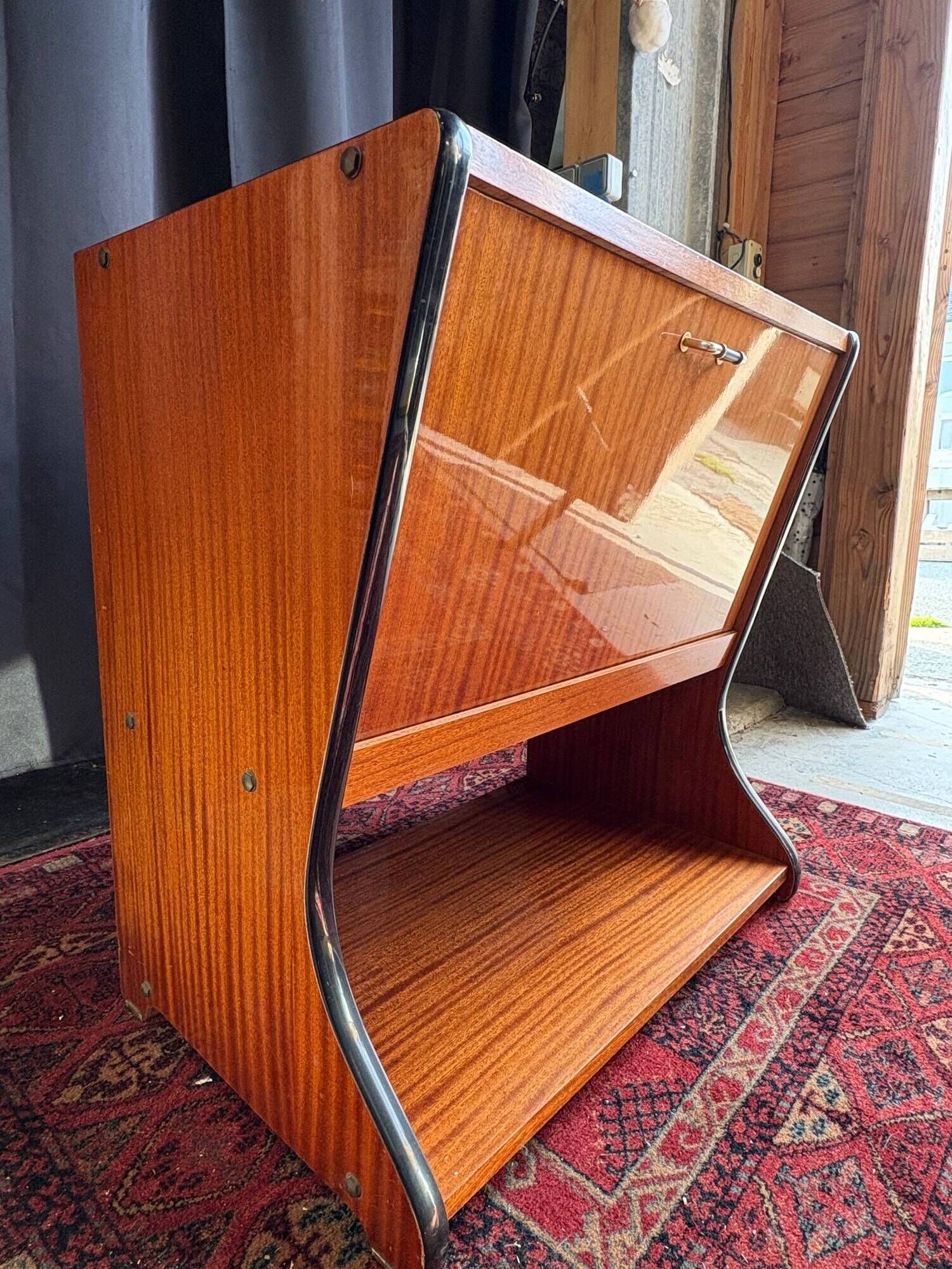 Vintage mini bar in wood and metal – 1950s/60s