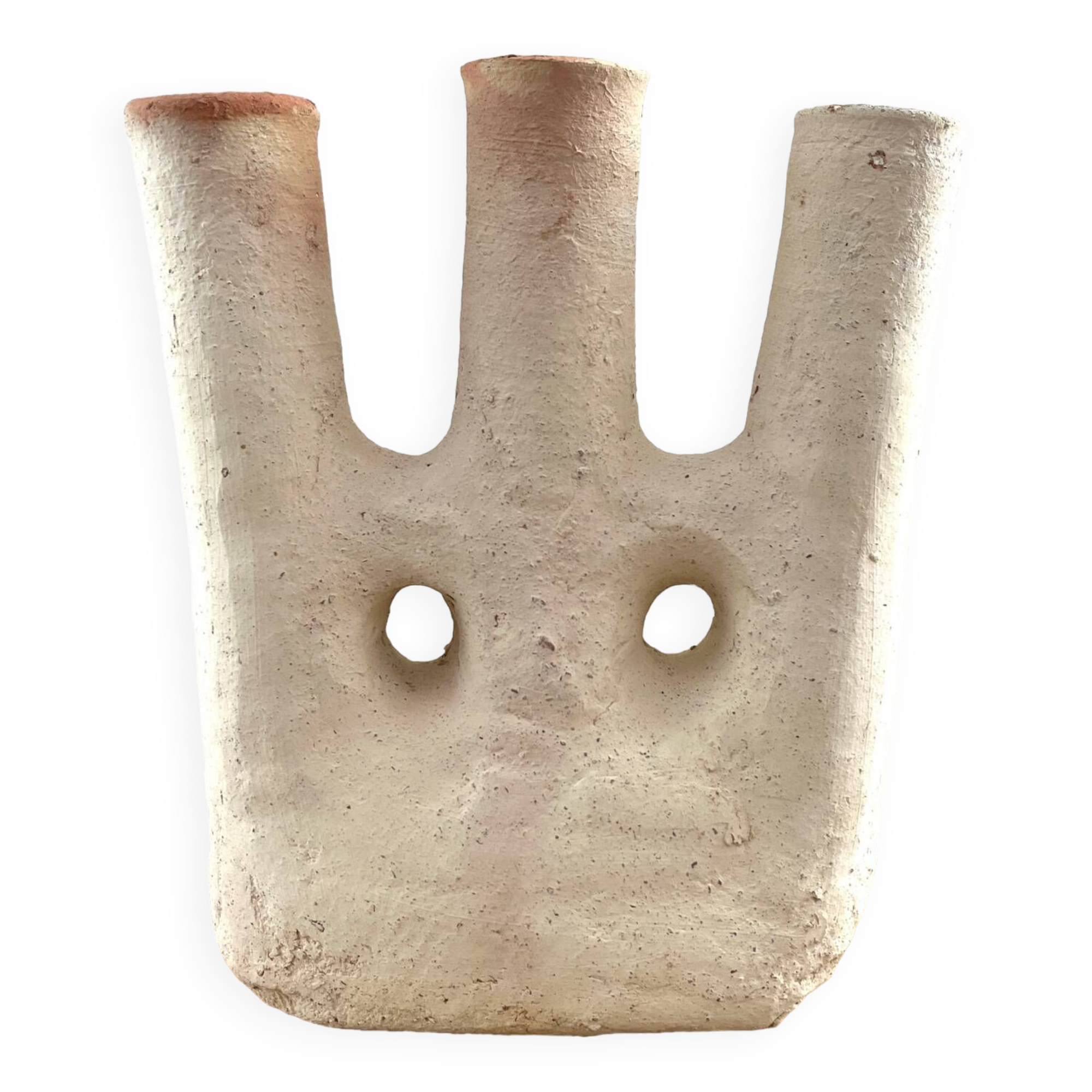 White terracotta candle holder