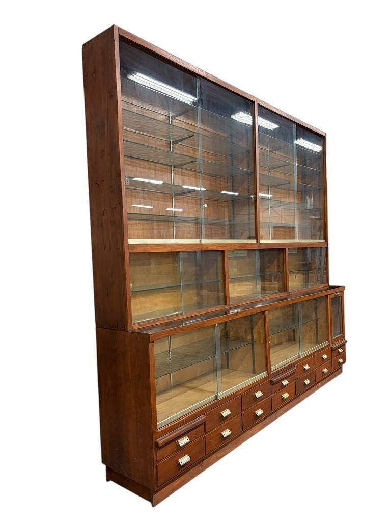 XL vintage wooden display cabinet / sideboard / wall cupboard