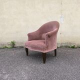Pink velvet convertible armchair