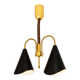 Mid-Century Modern pendant light, brass and metal, 1970s.