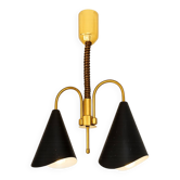 Suspension Mid-Century Modern, laiton et métal, années 1970.