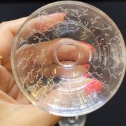 6 Verres A Liqueur / Digestif En Cristal Gravé Craquelé Craquelures