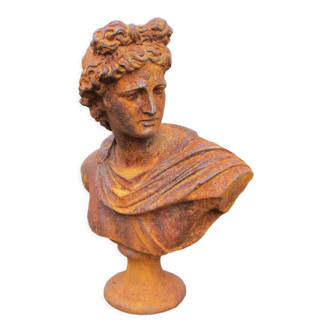 Cast iron bust of a 19th century roman woman