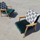 Paire de fauteuils Mid-Century Modern retapissés années 1960