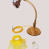 Lamp - foot in weighted brass Swungeneck adjustable with its acid-engraved crystal lampshade
