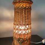 Lampe de chevet en rotin année 50