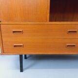 Vintage Scandinavian style secretary bookshelf storage furniture.