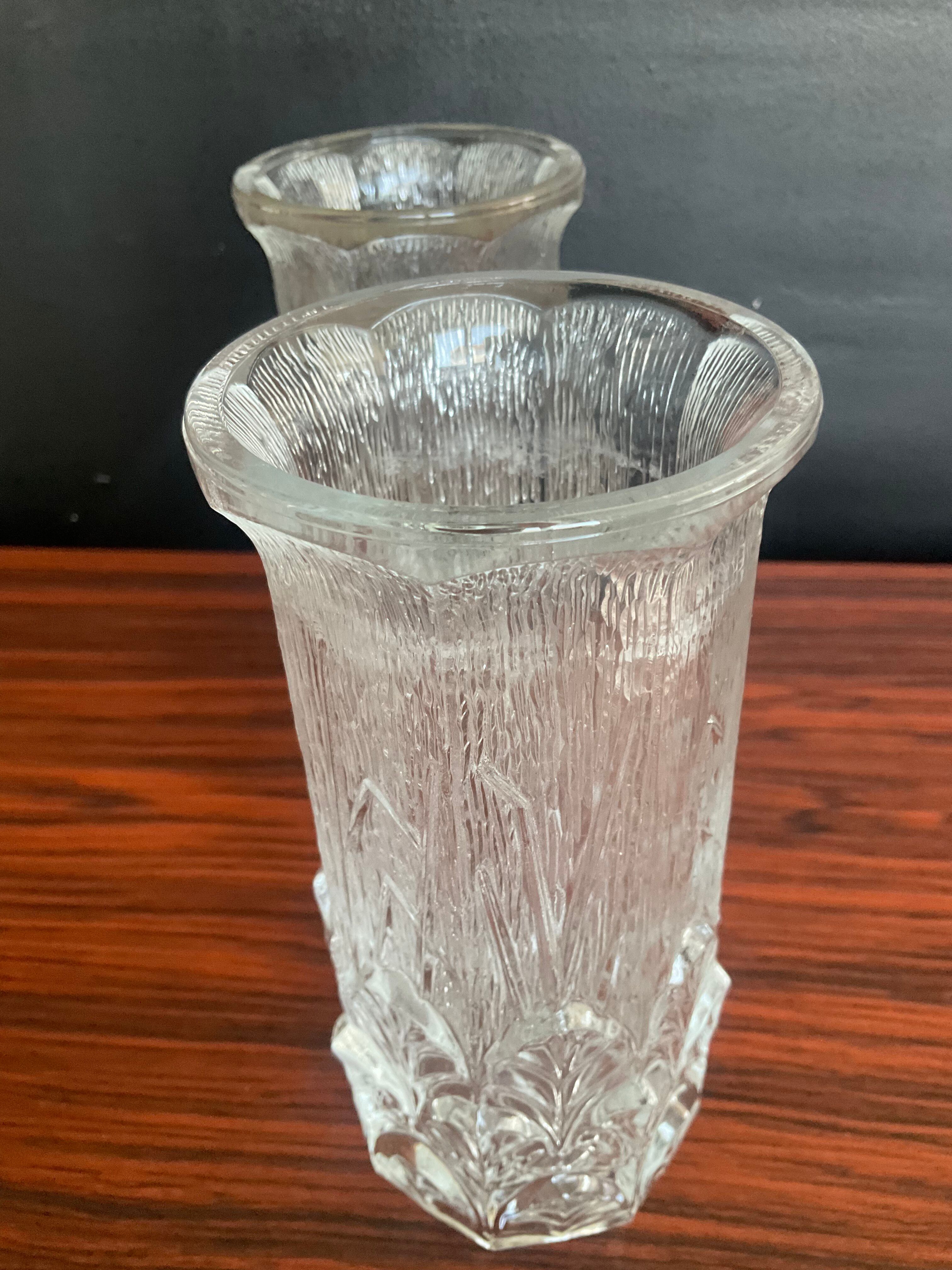 Pair of vintage pressed glass vases