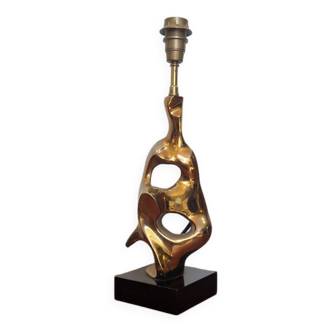 Michel Jaubert,  pied de lampe en bronze doré.  Années 70's