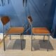 Pair of Gijs Van Der Sluis chairs in wood and taupe grey steel legs, Netherlands