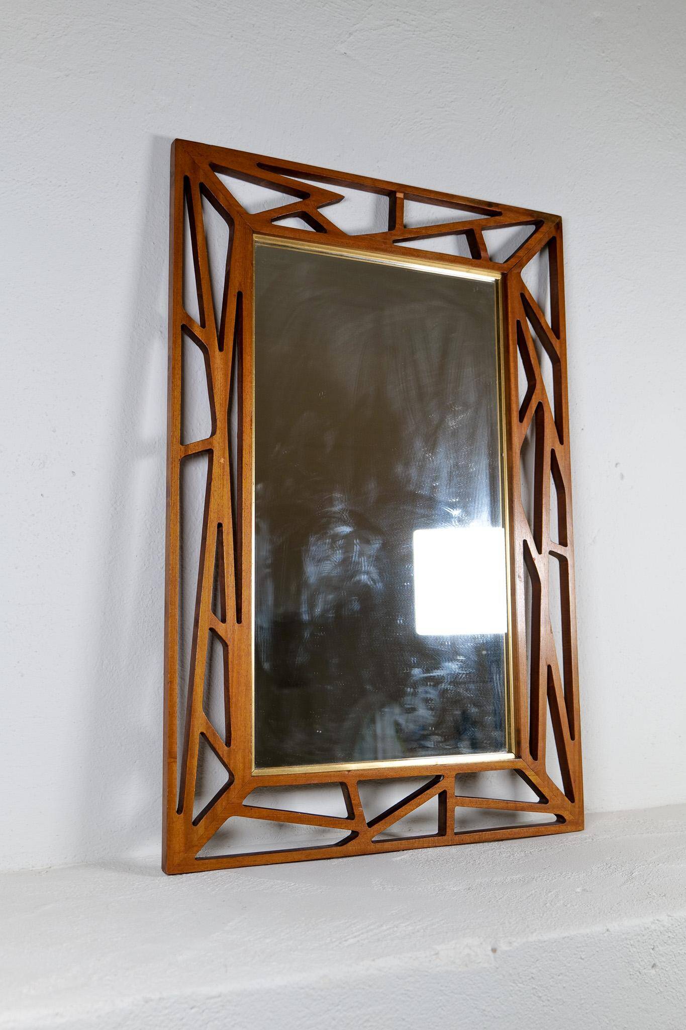Midcentury Modern mirror Yngve Ekström "Konkret" by Eden Spegel in Sweden