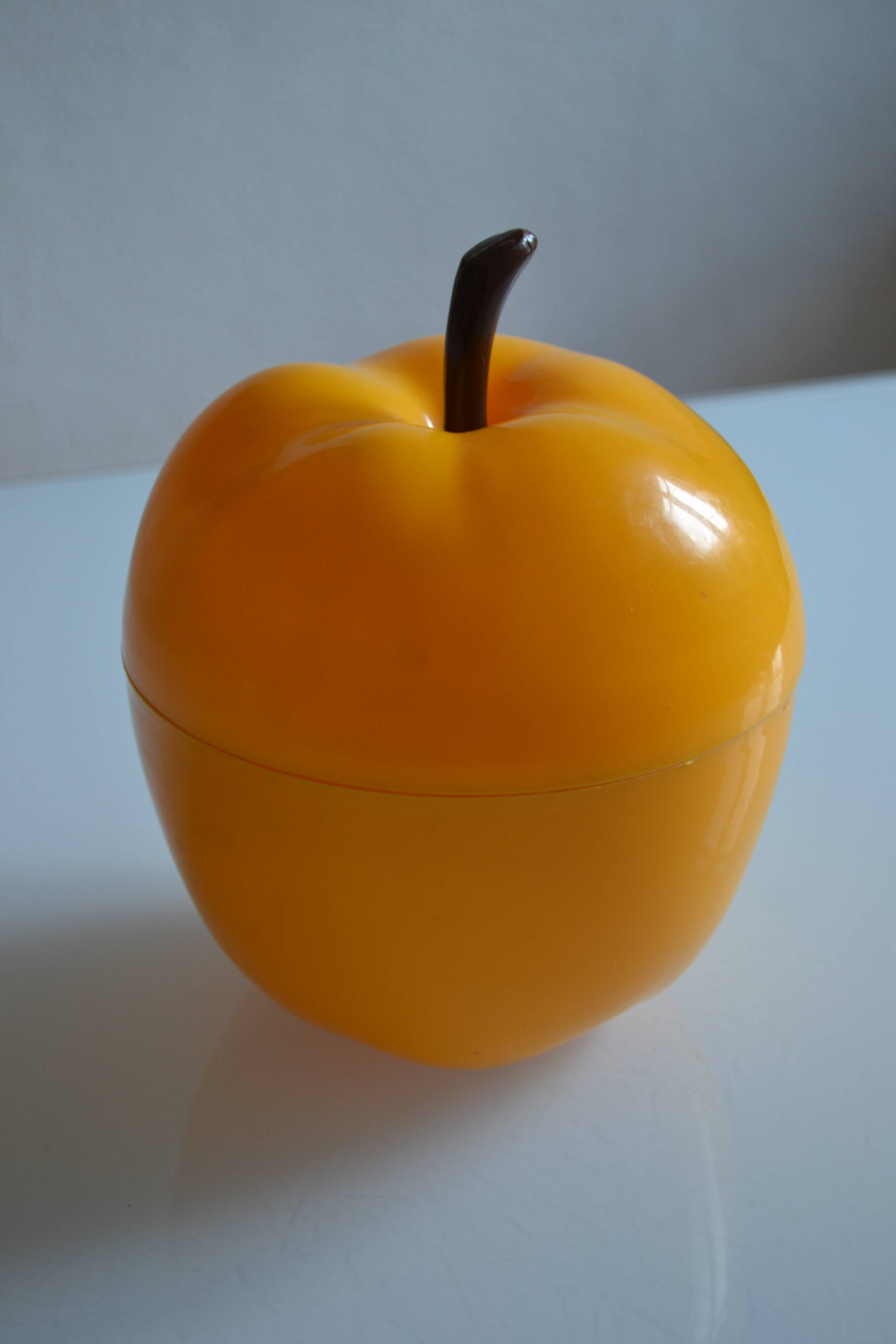 Vintage 70's yellow apple ice bucket or ice cubes